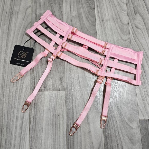 RARE ~ NWT Honey Birdette Shibari Pink Suspender Bondage Garter Belt Size S - Picture 4 of 4